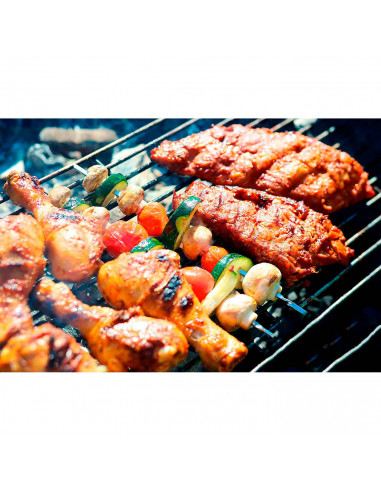 Parrilla doble para barbacoa, rejilla de acero, grill portátil con patas, asado de pescado, carne, ideal para jardín, camping, a