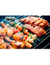Parrilla doble para barbacoa, rejilla de acero, grill portátil con patas, asado de pescado, carne, ideal para jardín, camping, a