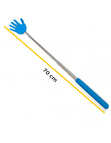 Rascador de espalda extensible de 23 a 70 cm, metal y plástico, puntero extralargo con forma de mano, palo masajeador telescópic