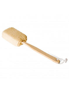 Esponja de baño con mango de madera, fibra de sisal, cepillo de ducha de mano, mango largo, masaje o exfoliación de cuerpo, 37 c