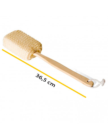 Esponja de baño con mango de madera, fibra de sisal, cepillo de ducha de mano, mango largo, masaje o exfoliación de cuerpo, 37 c