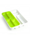 Tradineur - Cubertero organizador de cubiertos color blanco y verde 40 x 30 x 7 cm