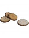 Set de 4 posavasos de madera natural, rodajas, troncos con corteza sin acabado, círculos para bebidas, decoración, manualidades,