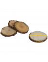 Set de 4 posavasos de madera natural, rodajas, troncos con corteza sin acabado, círculos para bebidas, decoración, manualidades,