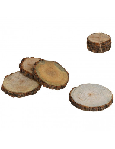 Set de 4 posavasos de madera natural, rodajas, troncos con corteza sin acabado, círculos para bebidas, decoración, manualidades,
