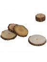 Set de 4 posavasos de madera natural, rodajas, troncos con corteza sin acabado, círculos para bebidas, decoración, manualidades,