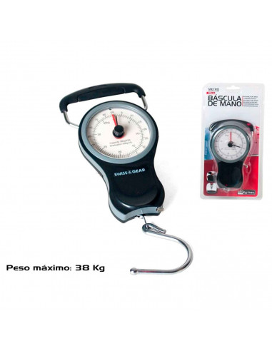 Báscula de mano para equipaje manual, máximo 38 kg, con gancho y metro, báscula portátil pesca colgante, pesar maletas, viaje, n