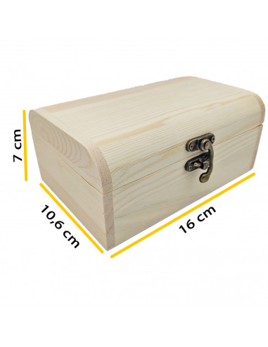Set de 3 cajas de madera natural, forma de baúl, juego cajas decorativas sin tratar, cierre metálico, almacenaje objetos, joyas,