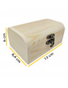 Set de 3 cajas de madera natural, forma de baúl, juego cajas decorativas sin tratar, cierre metálico, almacenaje objetos, joyas,