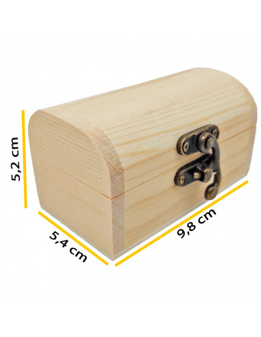 Set de 3 cajas de madera natural, forma de baúl, juego cajas decorativas sin tratar, cierre metálico, almacenaje objetos, joyas,