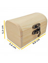 Set de 3 cajas de madera natural, forma de baúl, juego cajas decorativas sin tratar, cierre metálico, almacenaje objetos, joyas,
