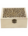 Caja de madera natural rectangular con tapa estilo grieta, cierre metálico, almacenaje objetos, joyas, manualidades, decoración,