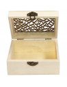 Caja de madera natural rectangular con tapa estilo grieta, cierre metálico, almacenaje objetos, joyas, manualidades, decoración,