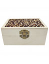 Caja de madera natural rectangular con tapa estilo grieta, cierre metálico, almacenaje objetos, joyas, manualidades, decoración,