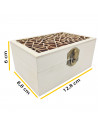 Caja de madera natural rectangular con tapa estilo grieta, cierre metálico, almacenaje objetos, joyas, manualidades, decoración,