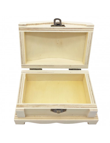 Caja de madera natural con cierre metálico, cofre sin tratar para decorar, almacenaje objetos de valor, joyas, manualidades, 6,5