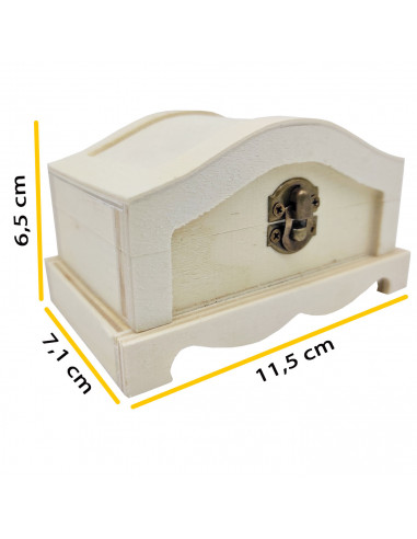 Caja de madera natural con cierre metálico, cofre sin tratar para decorar, almacenaje objetos de valor, joyas, manualidades, 6,5