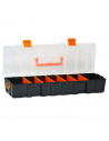 Caja de herramientas con separadores removibles, 7 compartimentos, asa y enganche para candado, modelo Baguette, plástico resist