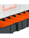 Caja de herramientas con separadores removibles, 7 compartimentos, asa y enganche para candado, modelo Baguette, plástico resist