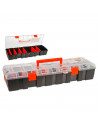Caja de herramientas con separadores removibles, 7 compartimentos, asa y enganche para candado, modelo Baguette, plástico resist