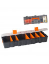 Caja de herramientas con separadores removibles, 7 compartimentos, asa y enganche para candado, modelo Baguette, plástico resist