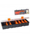 Caja de herramientas con separadores removibles, 7 compartimentos, asa y enganche para candado, modelo Baguette, plástico resist