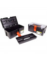 Caja herramientas con bandeja extraíble, compartimentos en la tapa, asa y enganche para candado, modelo Lux, plástico resistente