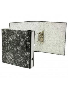 Tradineur - Archivador A-Z con caja, fabricado en cartón, guardar, archivar u ordenar los documentos (Negro, 35 x 8 x 29 cm)