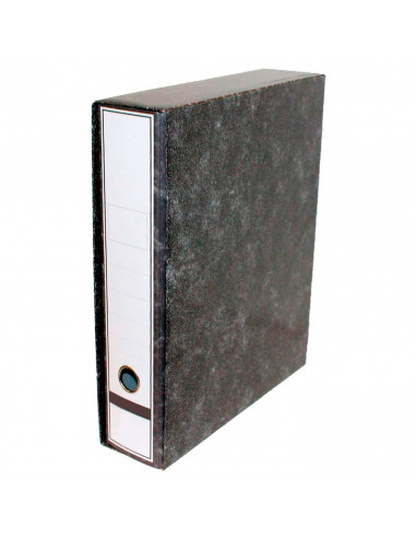 Tradineur - Archivador A-Z con caja, fabricado en cartón, guardar, archivar u ordenar los documentos (Negro, 35 x 8 x 29 cm)