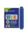 Set de 12 tizas de colores con un portatizas, 6 colores diferentes, portatizas de plástico resistente. Escuela, institutos, ense