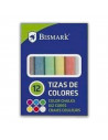 Set de 12 tizas de colores con un portatizas, 6 colores diferentes, portatizas de plástico resistente. Escuela, institutos, ense