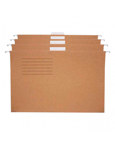 Tradineur - Pack de carpetas colgantes, contiene 4 unidades, guardar, archivar u organizar los documentos, color marrón (kraft) 