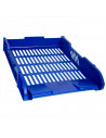 Bandeja apilable de oficina de plástico para oficinas, trabajo, estudio, habitación, hogar y documentación. Color azul. 5 x 25 x