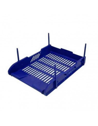 Bandeja apilable de oficina de plástico para oficinas, trabajo, estudio, habitación, hogar y documentación. Color azul. 5 x 25 x