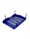Bandeja apilable de oficina de plástico para oficinas, trabajo, estudio, habitación, hogar y documentación. Color azul. 5 x 25 x
