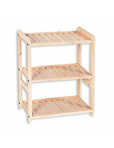Estantería de madera, 3 niveles, soporte de 3 estantes, ordenación, con instrucciones, fácil montaje, 61 x 47 x 25 cm