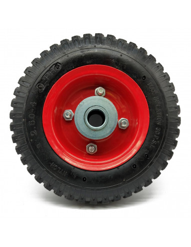 Tradineur - Rueda neumática inflable para carretilla - Estructura de hierro - Dibujo para conocer el desgaste, eje de 16 mm - Ø