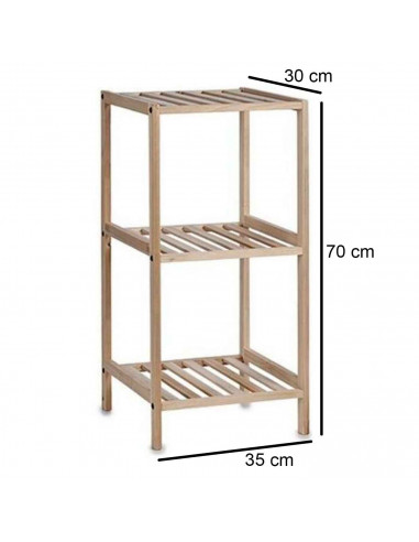 Estantería de madera, 3 niveles, soporte de 3 estantes, ordenación, con instrucciones, fácil montaje, 70 x 35 x 30 cm