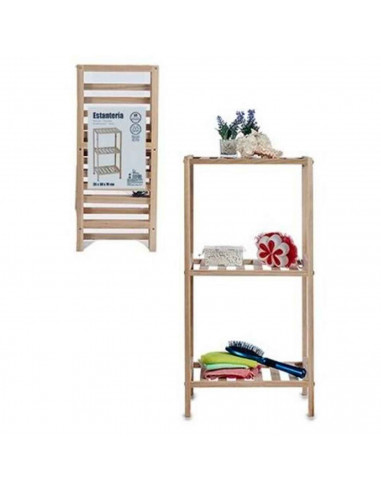 Estantería de madera, 3 niveles, soporte de 3 estantes, ordenación, con instrucciones, fácil montaje, 70 x 35 x 30 cm