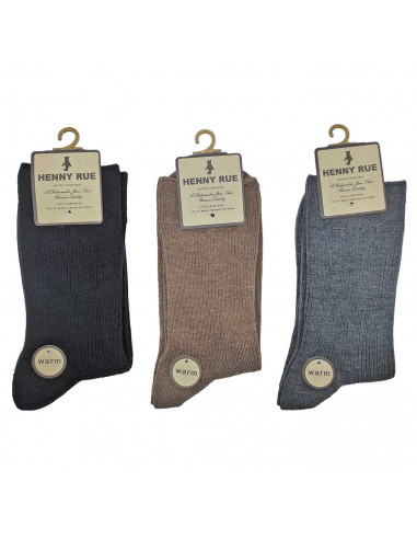 Calcetines largos calentitos de mezcla, diseño clásico, 50% poliéster, 39% algodón, 9% lana, 2% elastano, suaves, 1 par, adulto