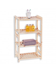 Estantería de madera, 4 niveles, soporte de 4 estantes, ordenación, con instrucciones, fácil montaje, 88 x 47 x 25 cm