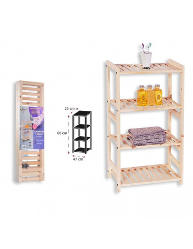 Estantería de madera, 4 niveles, soporte de 4 estantes, ordenación, con instrucciones, fácil montaje, 88 x 47 x 25 cm