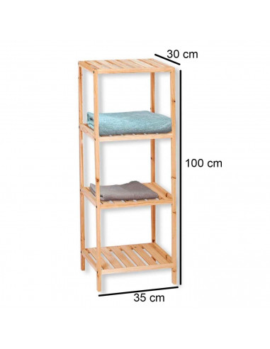Estantería de madera, 4 niveles, soporte de 4 estantes, ordenación, con instrucciones, fácil montaje, 100 x 35 x 30 cm