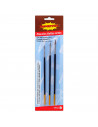 Set de 3 pinceles para los artistas, fabricado en plástico, punta de pelo natural, ideal para trazos o contornos.