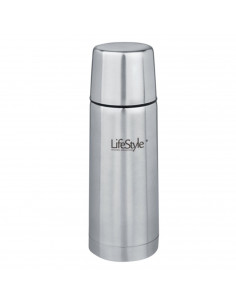 LifeStyle - Termo para líquidos y bebidas, acero inoxidable, 350 ml, botella térmica con tapón-vaso, cierre a presión 25 x 8 cm,