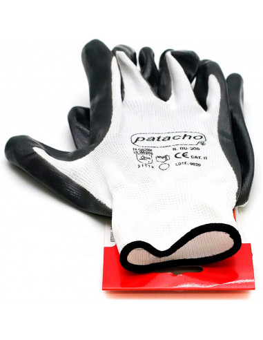 Guantes de trabajo, nylon y nitrilo resistente, protección mecánica, bricolaje, seguridad, jardinería, adulto unisex, gris y bla