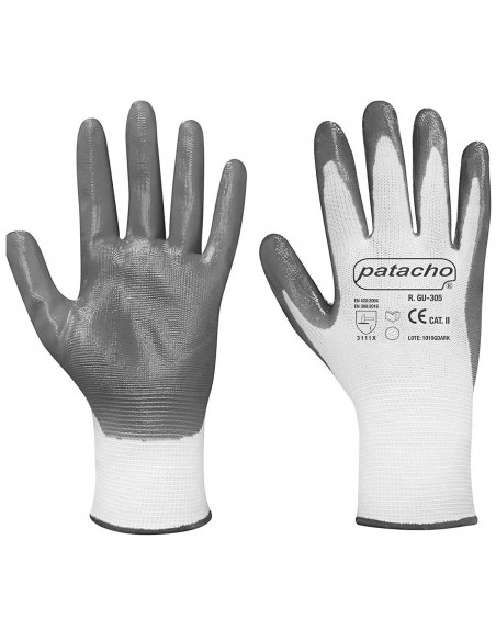Guantes de trabajo, nitrilo y nylon resistente, protección mecánica, bricolaje, seguridad, jardinería, adulto unisex, gris y bla