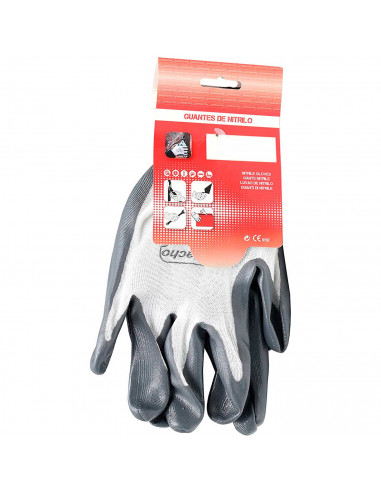 Guantes de trabajo, protección mecánica, nitrilo y nylon resistente, bricolaje, seguridad, jardinería, adulto unisex, gris y bla