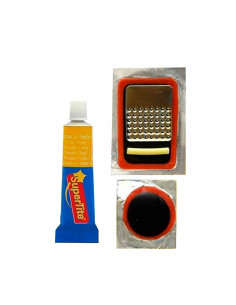 Kit de reparación de pinchazos 6 G, trae parches adhesivos y lija, tanto para piscina, bicicletas, entre otros. 17 x 10 x 1,5 cm