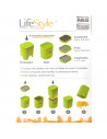 Tradineur - Cortador de patatas de acero inoxidable y plástico verde 14 x 10 x 8,5 cm, tres tipos de corte, utensilio de cocina